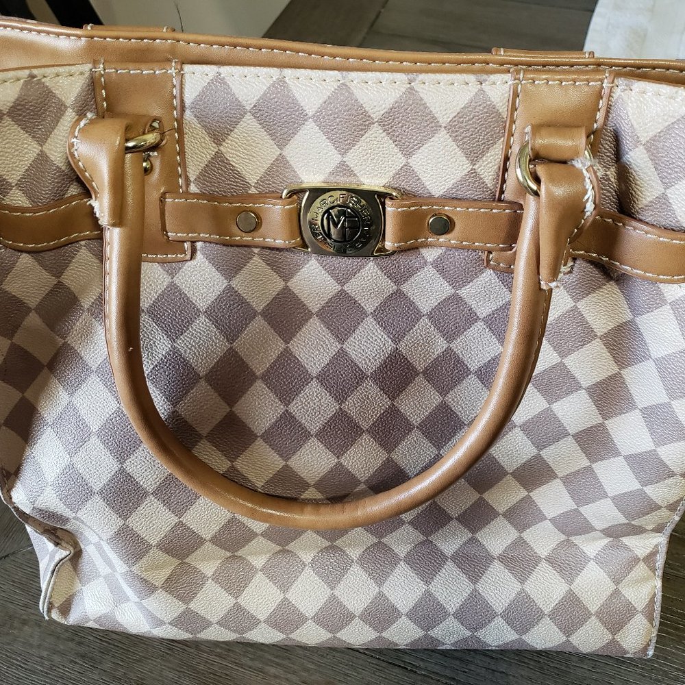 Beige Marc Fisher Check Mate Tote Bag